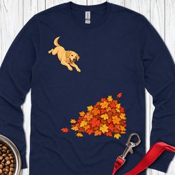 Yellow Labrador Leaf Pile 2 Long Sleeve Shirt Gift For Dog Lover