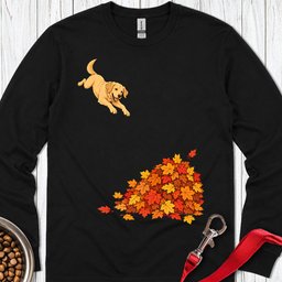 Yellow Labrador Leaf Pile 2 Long Sleeve Shirt Gift For Dog Lover