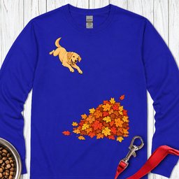 Yellow Labrador Leaf Pile 2 Long Sleeve Shirt Gift For Dog Lover