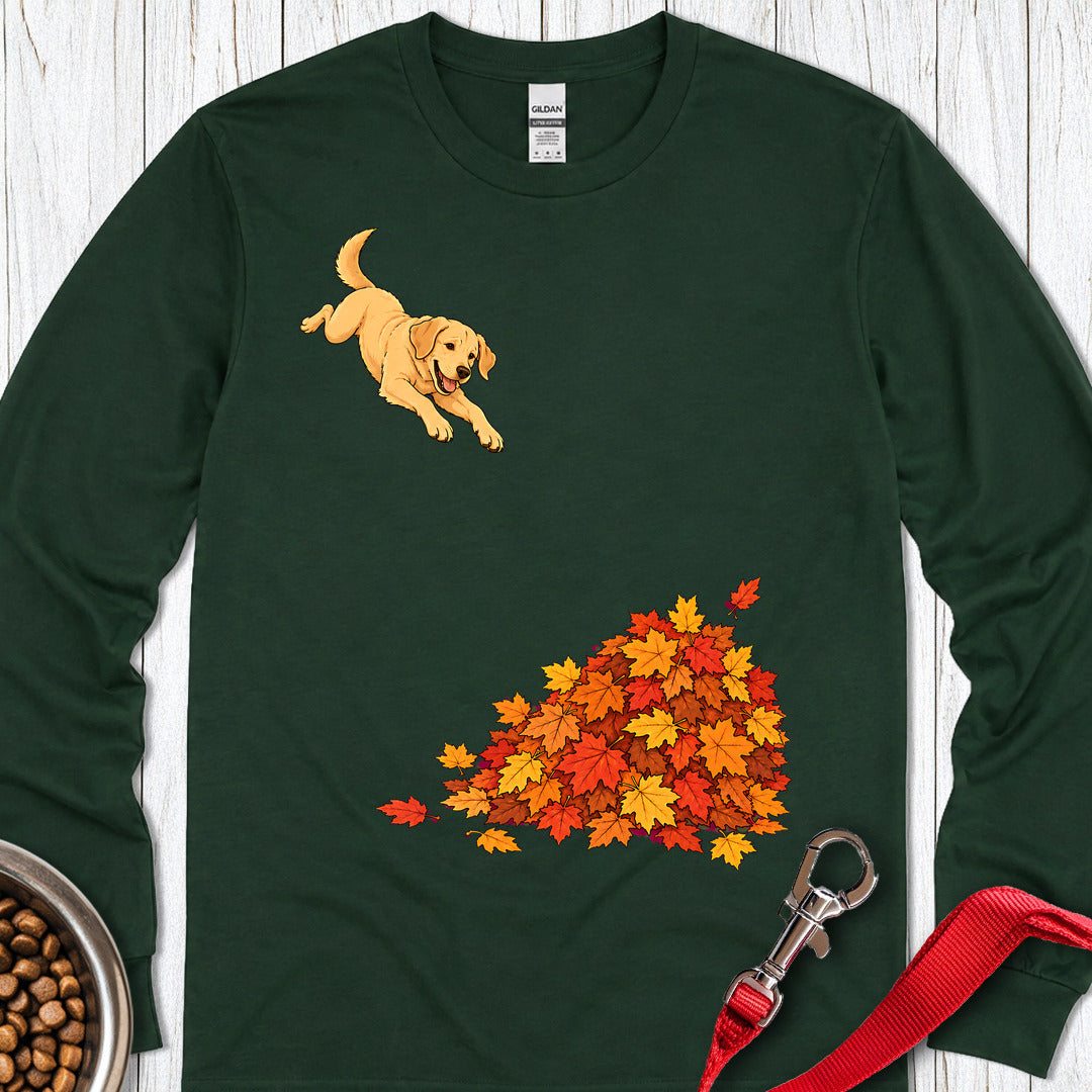 Yellow Labrador Leaf Pile 2 Long Sleeve Shirt Gift For Dog Lover