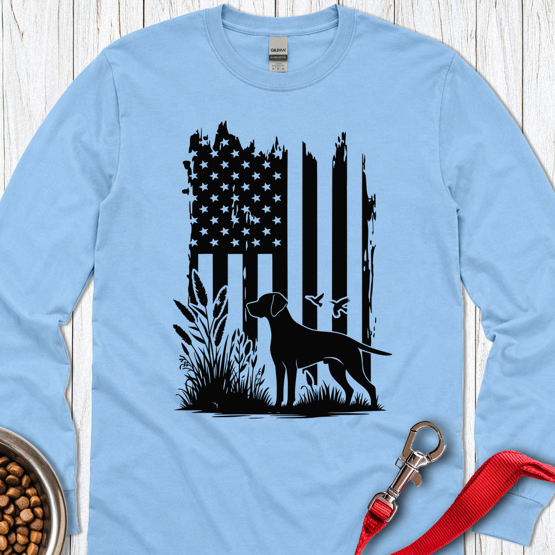 Weimaraner Hunting USA Long Sleeve Shirt Gift For Dog Lover