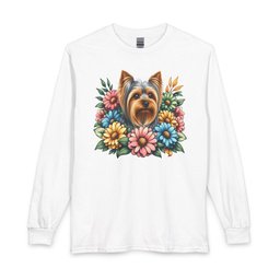 Yorkshire Terrier Flower Wreath Long Sleeve Shirt Gift For Dog Lover