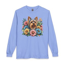 Yorkshire Terrier Flower Wreath Long Sleeve Shirt Gift For Dog Lover
