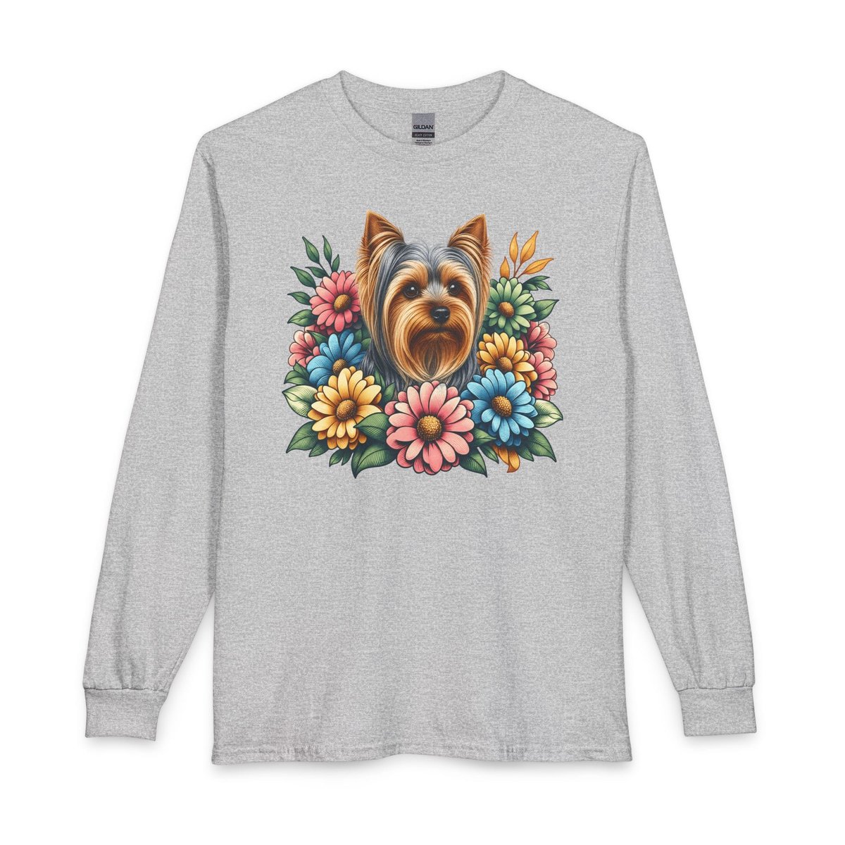 Yorkshire Terrier Flower Wreath Long Sleeve Shirt Gift For Dog Lover