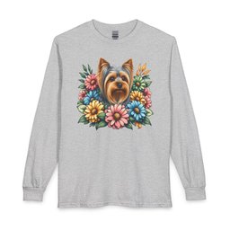 Yorkshire Terrier Flower Wreath Long Sleeve Shirt Gift For Dog Lover