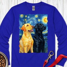 Yellow And Black Lab Van Gogh Long Sleeve Shirt Gift For Dog Lover