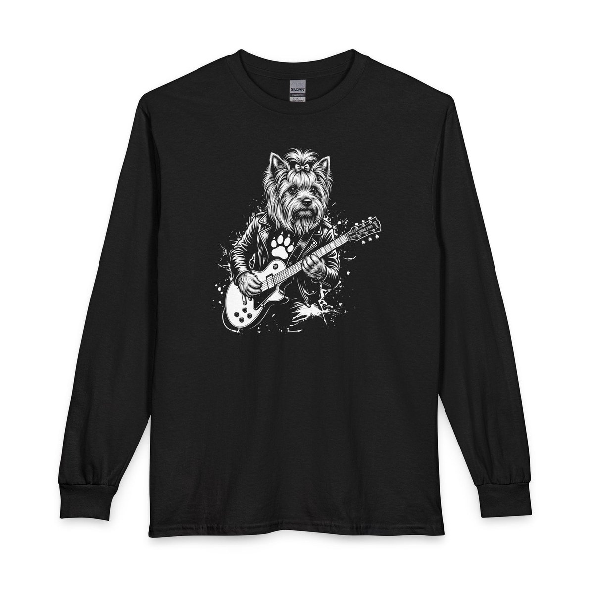 Yorkshire Terrier Guitar Long Sleeve Shirt Gift For Dog Lover