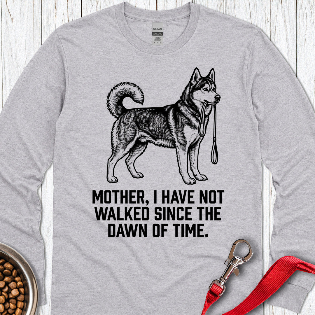 Walking Husky Mother Long Sleeve Shirt Gift For Mom