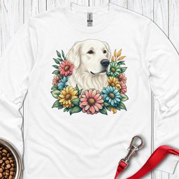 White Golden Retriever Flower Long Sleeve Shirt Gift For Dog Lover