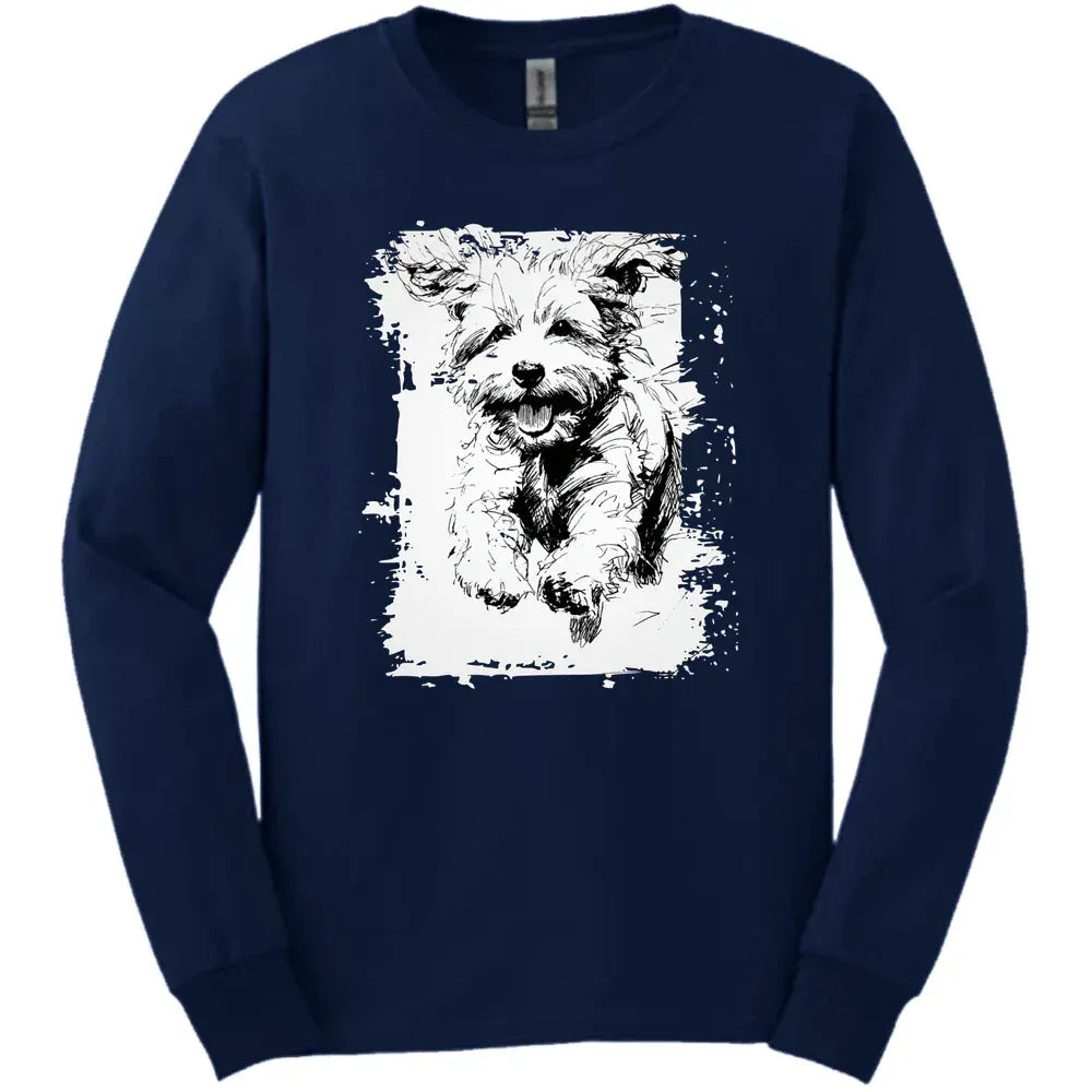 Bichon Frise Running Dog Long Sleeve Tee Gift For Dog Lover