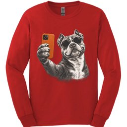 American Bully Selfie Dog Long Sleeve Shirt Gift For Dog Lover
