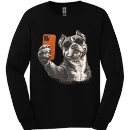 American Bully Selfie Dog Long Sleeve Shirt Gift For Dog Lover