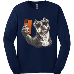 American Bully Selfie Dog Long Sleeve Shirt Gift For Dog Lover