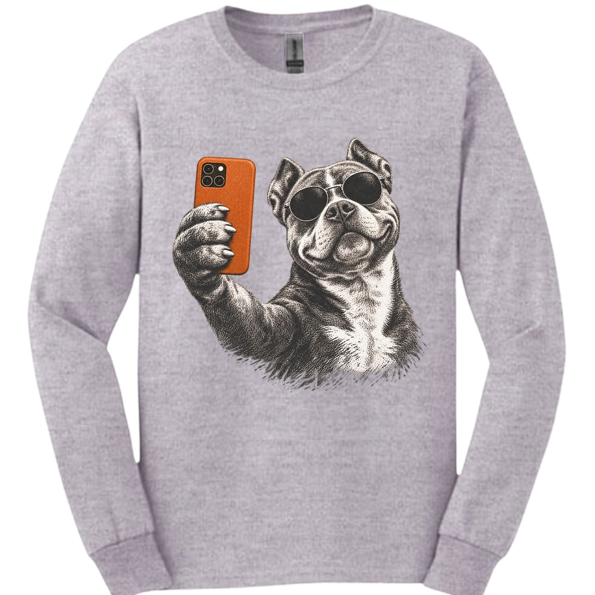 American Bully Selfie Dog Long Sleeve Shirt Gift For Dog Lover