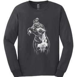 American Staffordshire Terrier Tilted Dog Long Sleeve Shirt Gift For Dog Lover
