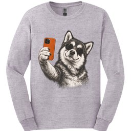 Alaskan Malamute Selfie Dog Long Sleeve Shirt Gift For Dog Lover