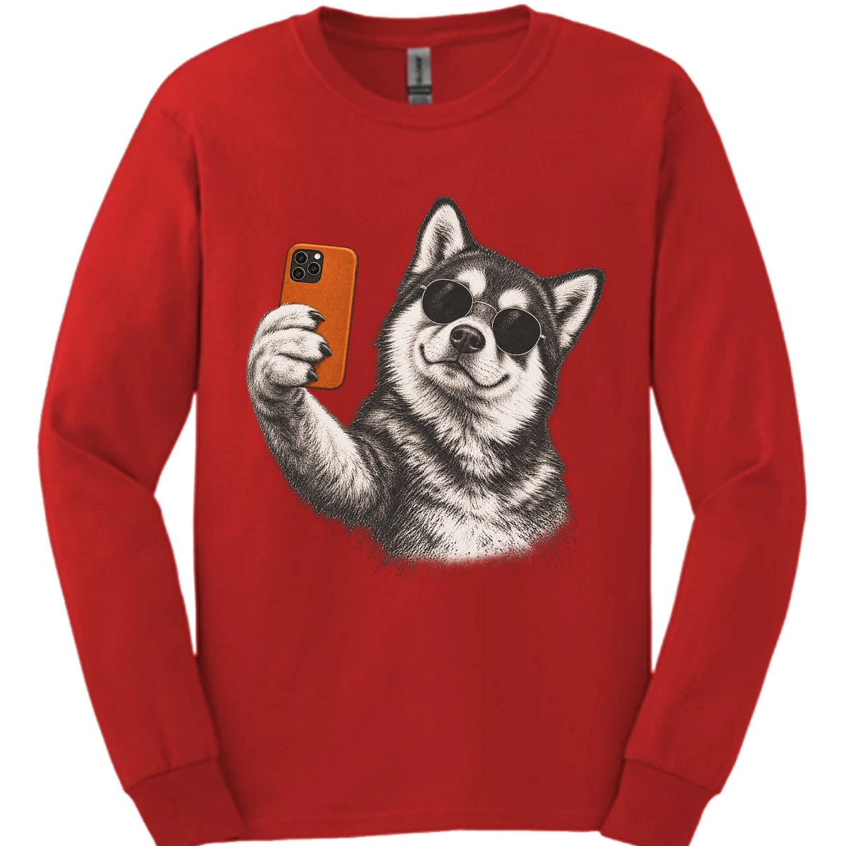 Alaskan Malamute Selfie Dog Long Sleeve Shirt Gift For Dog Lover