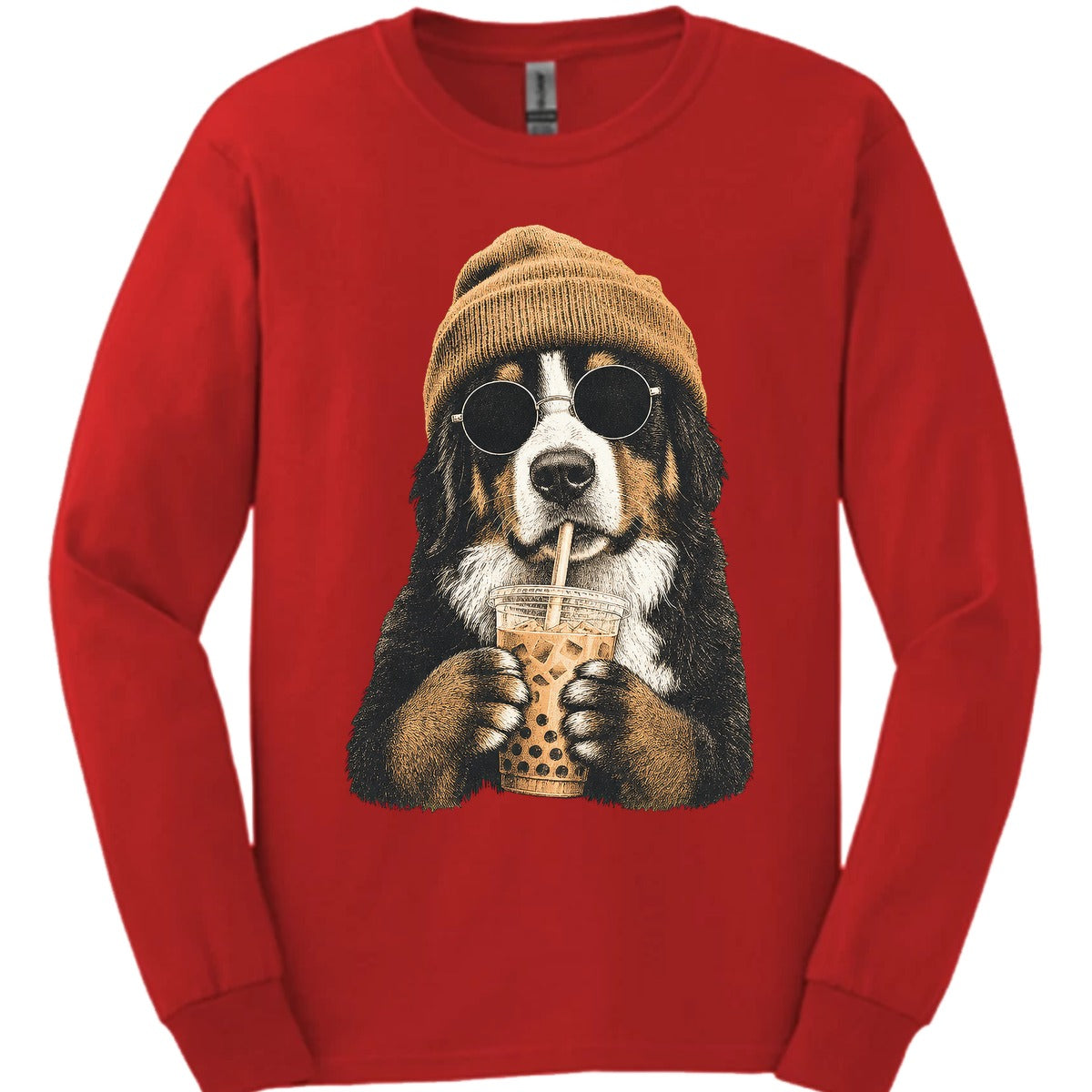 Bernese Mountain Dog Hipster Dog Long Sleeve Shirt Gift For Dog Lover
