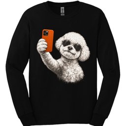 Bichon Frise Selfie Dog Long Sleeve Shirt Gift For Dog Lover