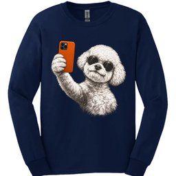Bichon Frise Selfie Dog Long Sleeve Shirt Gift For Dog Lover