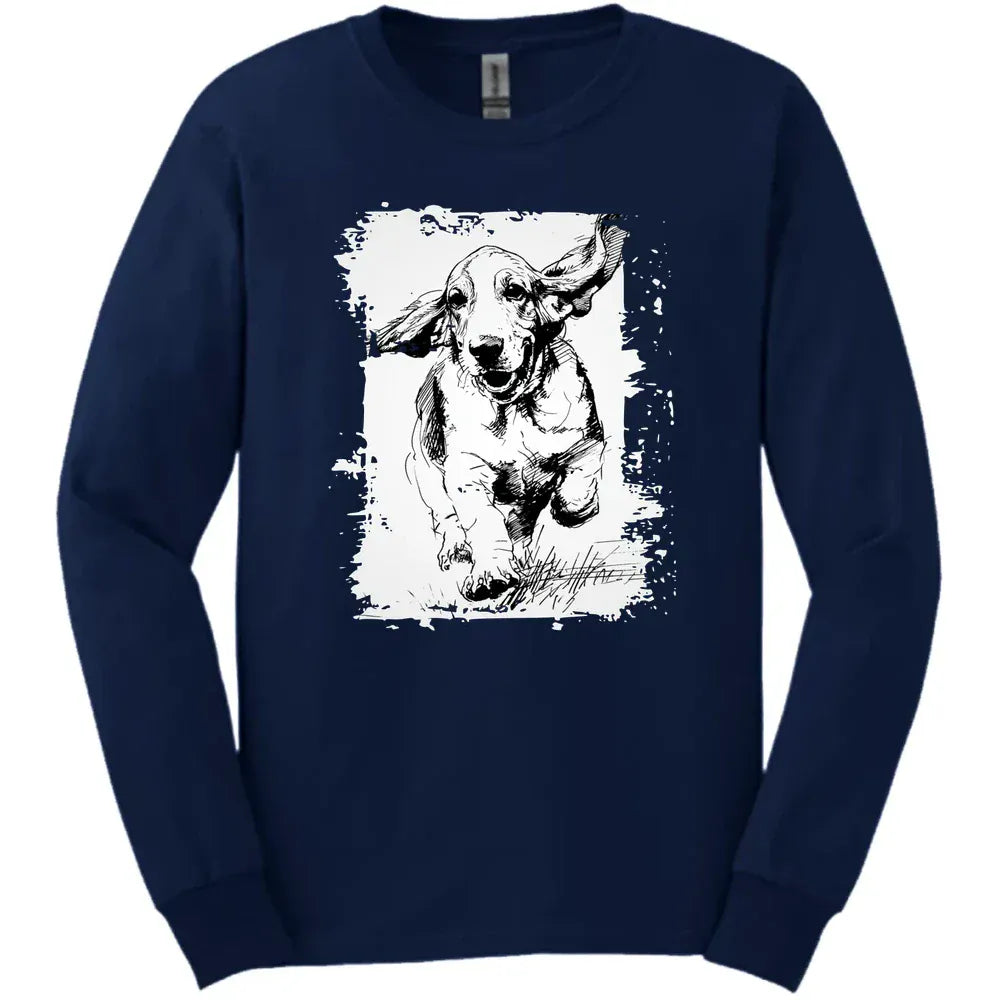 Basset Hound Running Dog Long Sleeve Tee Gift For Dog Lover