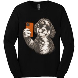 Bernedoodle Selfie Dog Long Sleeve Shirt Gift For Dog Lover