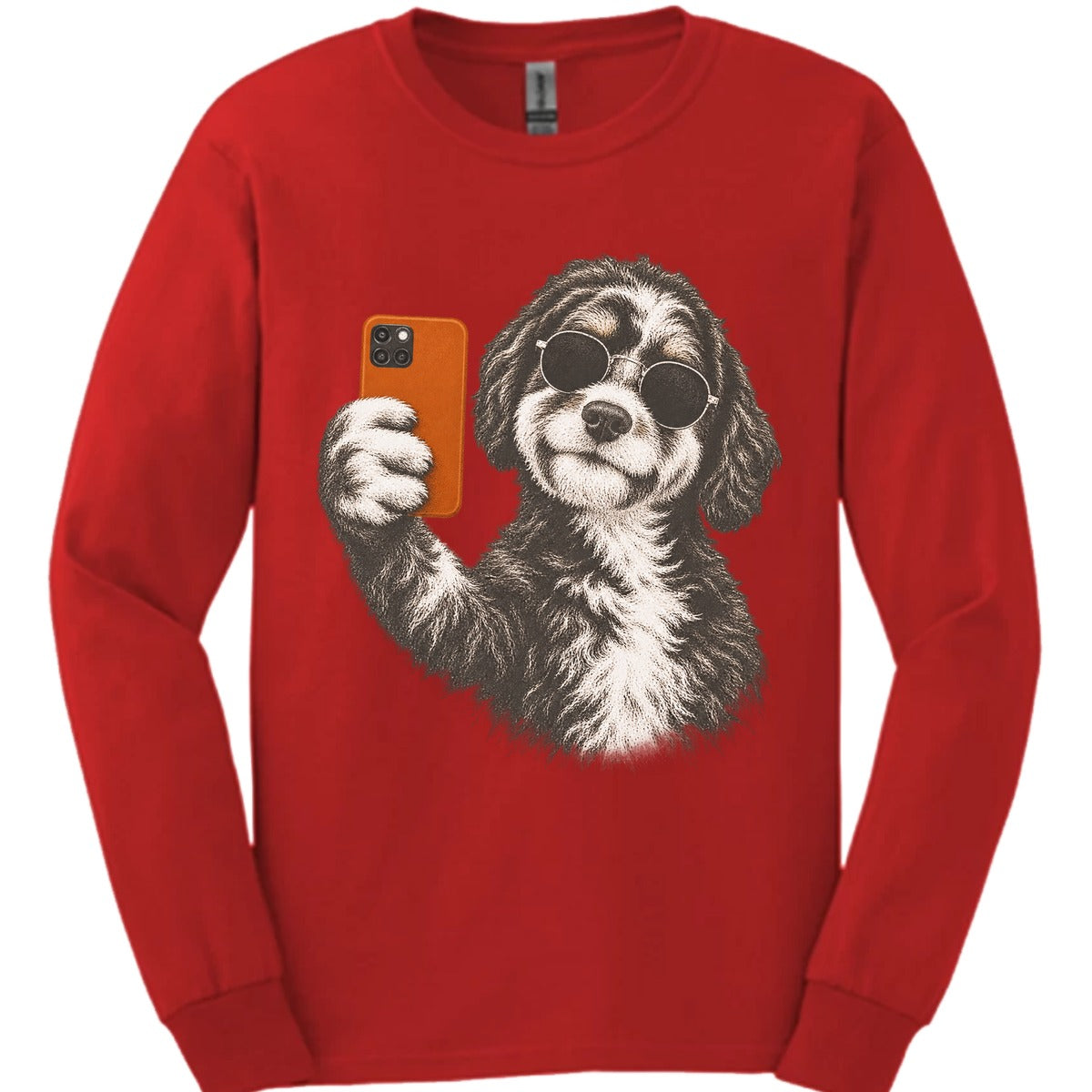 Bernedoodle Selfie Dog Long Sleeve Shirt Gift For Dog Lover