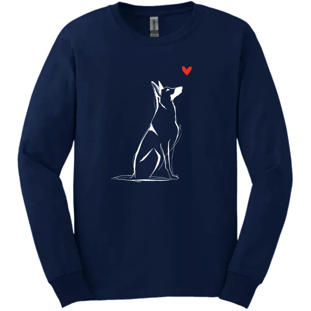Belgian Malinois Sketch Dog Long Sleeve Tee Gift For Dog Lover