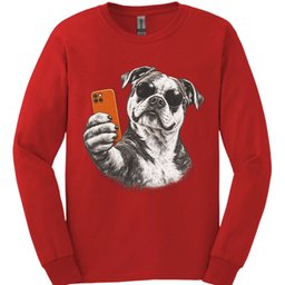 American Bulldog Selfie Dog Long Sleeve Shirt Gift For Dog Lover