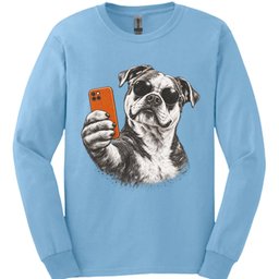 American Bulldog Selfie Dog Long Sleeve Shirt Gift For Dog Lover