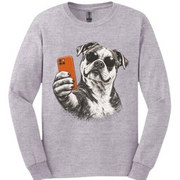 American Bulldog Selfie Dog Long Sleeve Shirt Gift For Dog Lover