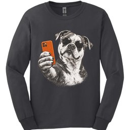 American Bulldog Selfie Dog Long Sleeve Shirt Gift For Dog Lover