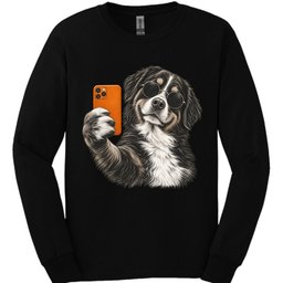 Bernese Mountain Dog Selfie Dog Long Sleeve Shirt Gift For Dog Lover