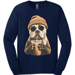 American Bulldog Hipster Dog Long Sleeve Shirt Gift For Dog Lover