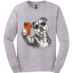 Bulldog Selfie Dog Long Sleeve Shirt Gift For Dog Lover