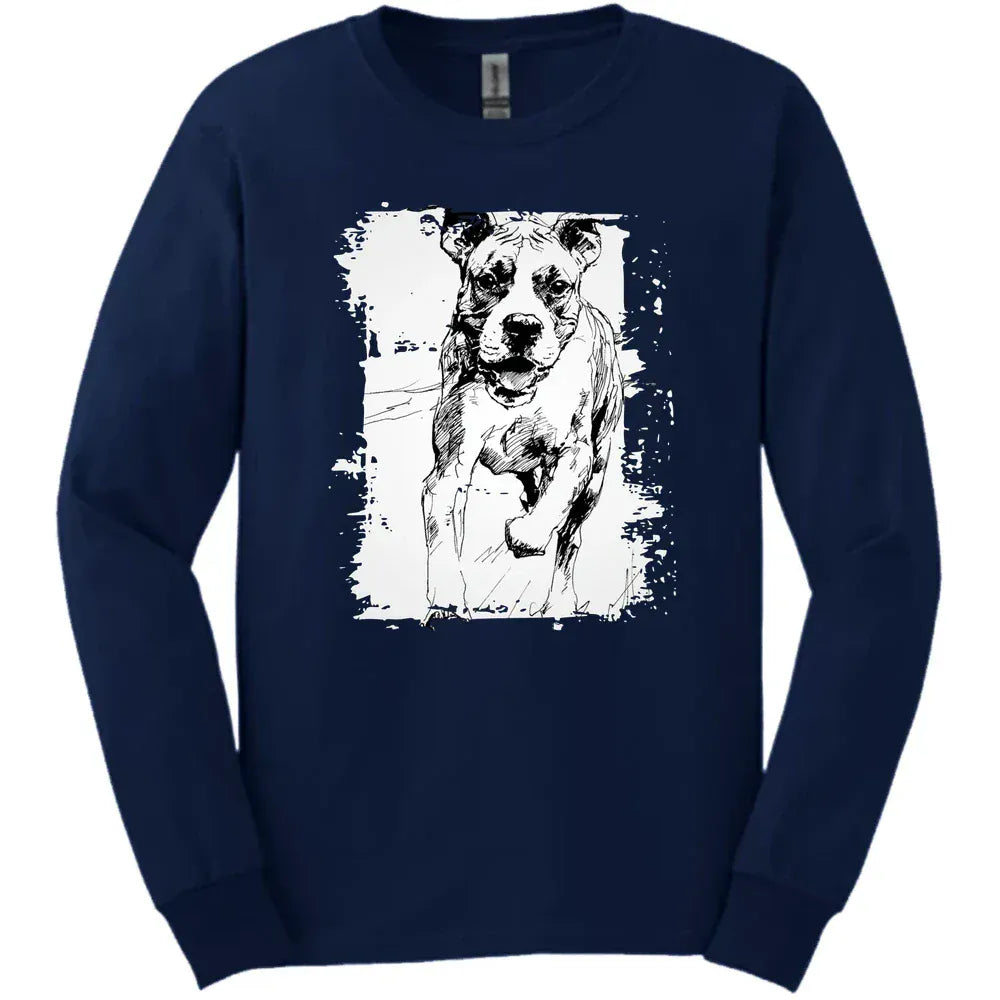 Boxer Running Dog Long Sleeve Tee Gift For Dog Lover