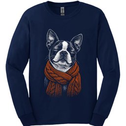 Boston Terrier Winter Dog Long Sleeve Shirt Gift For Dog Lover