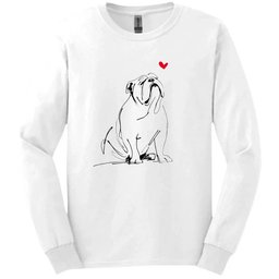 Bulldog Sketch Dog Long Sleeve Tee Gift For Dog Lover