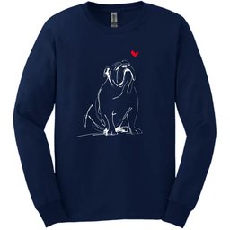 Bulldog Sketch Dog Long Sleeve Tee Gift For Dog Lover