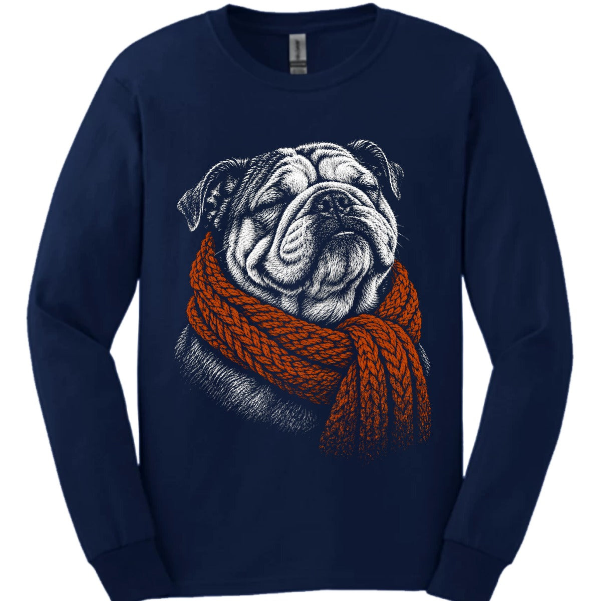 Bulldog Winter Dog Long Sleeve Shirt Gift For Dog Lover