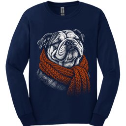 Bulldog Winter Dog Long Sleeve Shirt Gift For Dog Lover