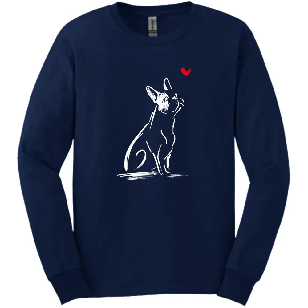 Boston Terrier Sketch Dog Long Sleeve Tee Gift For Dog Lover