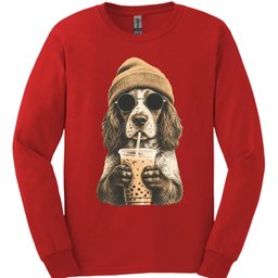 Brittany Spaniel Hipster Dog Long Sleeve Shirt Gift For Dog Lover