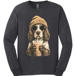 Brittany Spaniel Hipster Dog Long Sleeve Shirt Gift For Dog Lover