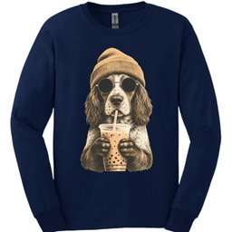 Brittany Spaniel Hipster Dog Long Sleeve Shirt Gift For Dog Lover