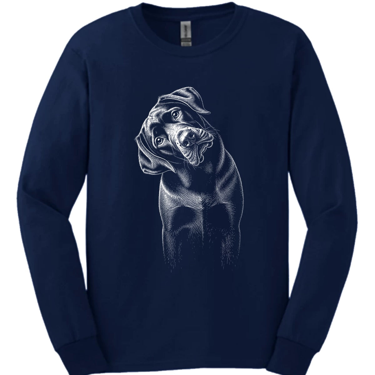 Chocolate Labrador Tilted Dog Long Sleeve Shirt Gift For Dog Lover