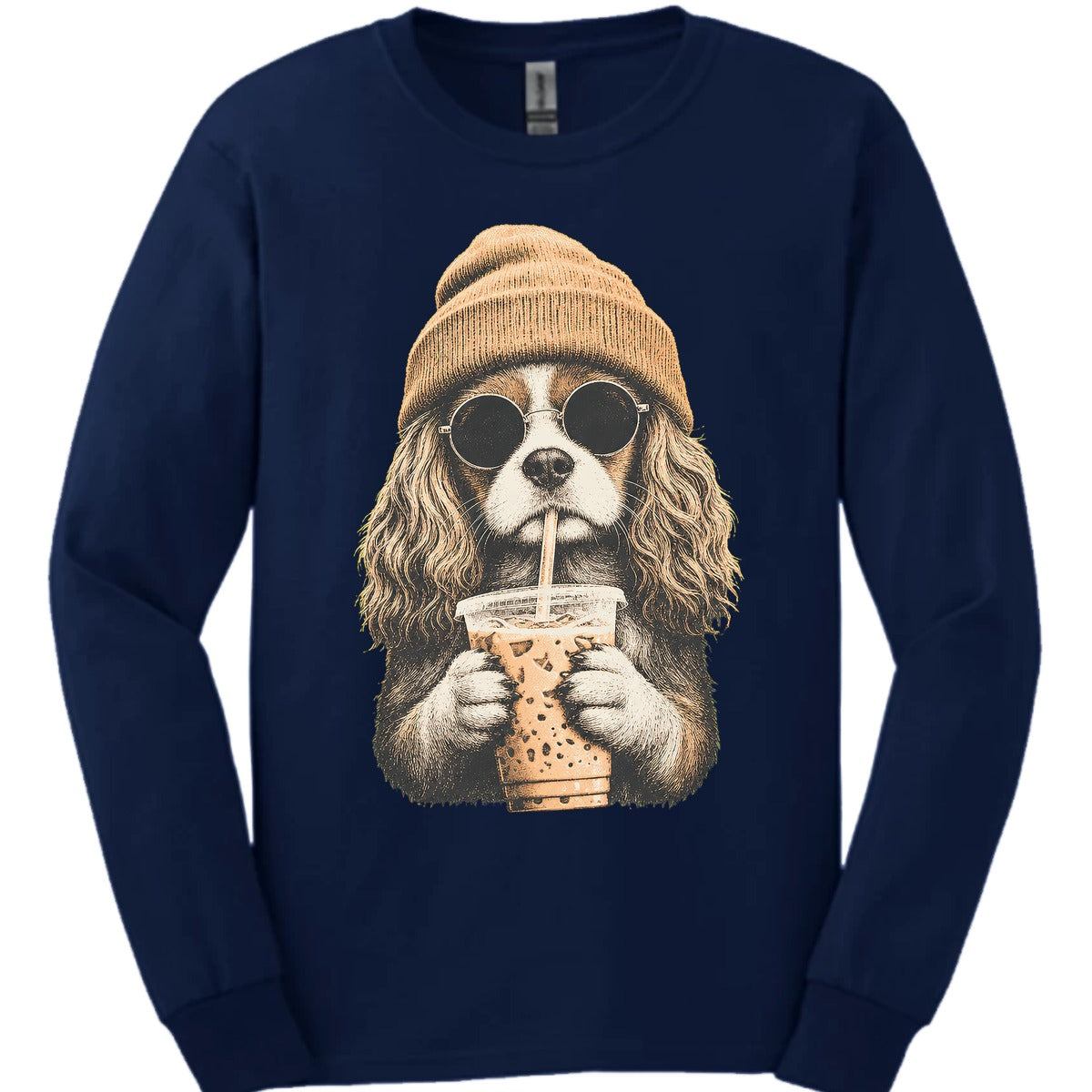 Cavalier King Charles Spaniel Hipster Dog Long Sleeve Shirt Gift For Dog Lover