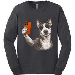 Bull Terrier Selfie Dog Long Sleeve Shirt Gift For Dog Lover