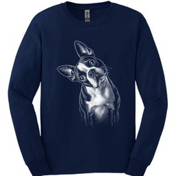 Boston Terrier Tilted Dog Long Sleeve Shirt Gift For Dog Lover