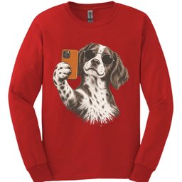 Brittany Spaniel Selfie Dog Long Sleeve Shirt Gift For Dog Lover